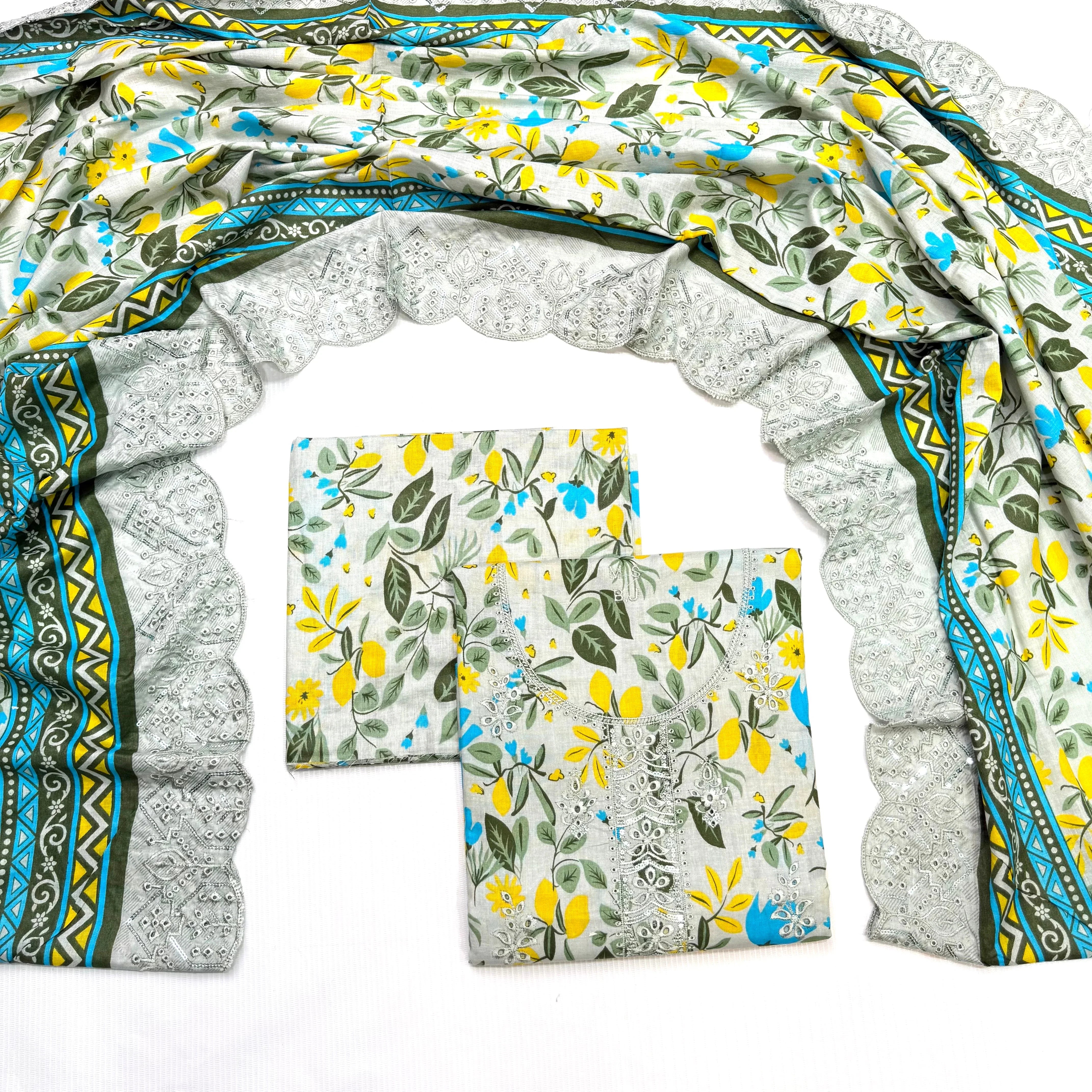 Bin Saeed Printed Embroidered 3PC Memon Clothes
